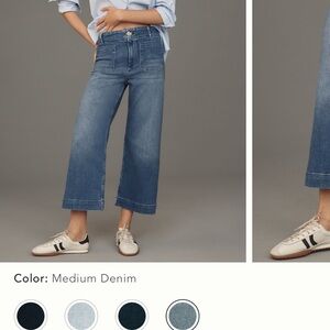 Anthropologie Maeve Medium Denim Flare Wide Leg Jeans